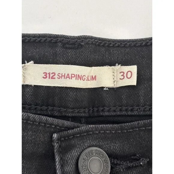 Indie Sleaze Levi’s 312 Jeans Black W30 L30 Slim Mid Rise Stretch Classic Rebel - Picture 4 of 16
